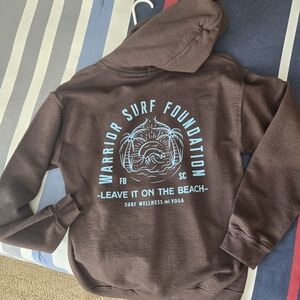 Gildan Brown Hoodie with Blue Print